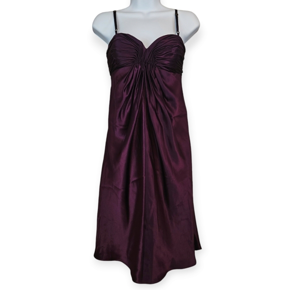 NWOT Laundry Shelli Segal purple silk satin fit flare cocktail dress Womens 6 - Picture 3 of 7